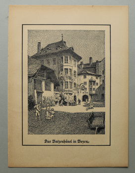 Kunst Druck / Wilhelm Thiele Potsdam / 1920er Jahre / Bozen Batzenhäusl / Italien / wohl Holzschnitt